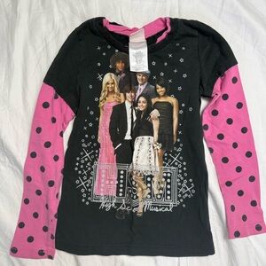Size 6 High School Musical Kids Long Sleeve Shirt - Black and Pink